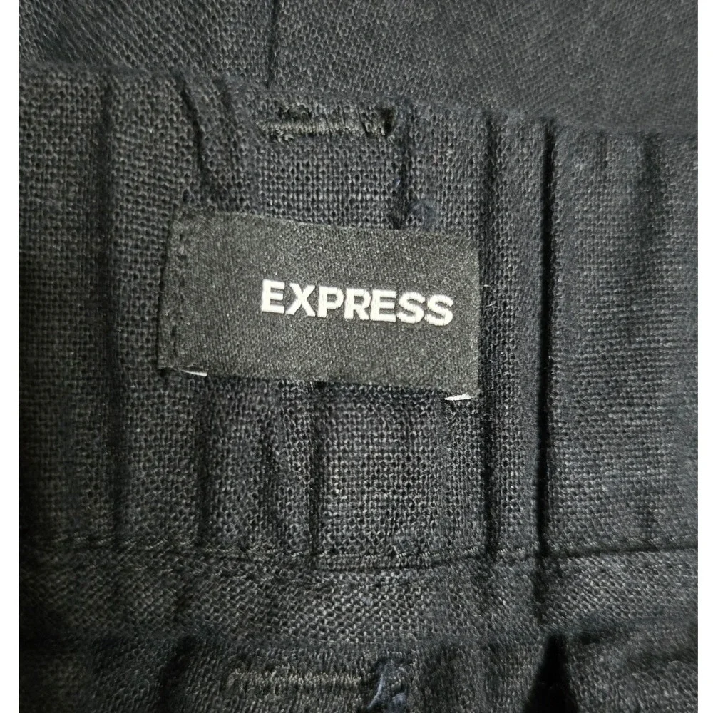 Express Black Linen Blend High Rise Pleated Shorts Size 10